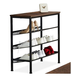 Étagère à chaussures WOLVERHAMPTON 75,5x30,5x69,5 cm - Bois foncé industriel, rustique