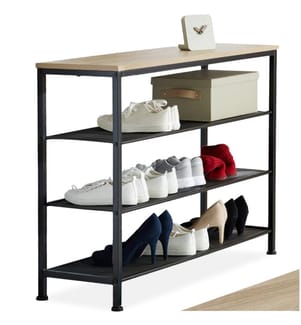 Étagère à chaussures PORTSMOUTH 100x30,5x72,5 cm - Bois clair industriel, Chêne Sonoma