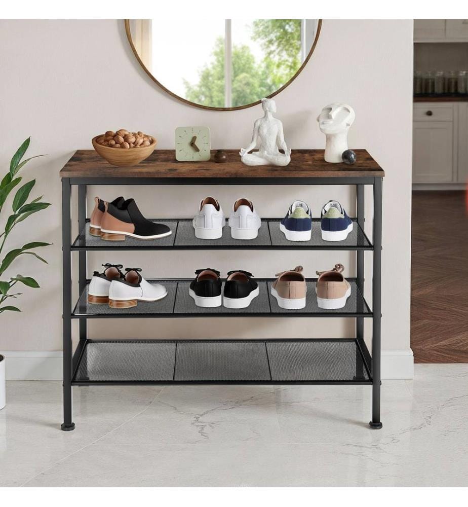 Schuhregal Newport 80,5x30,5x72,5 cm - Industrial Holz dunkel, rustikal