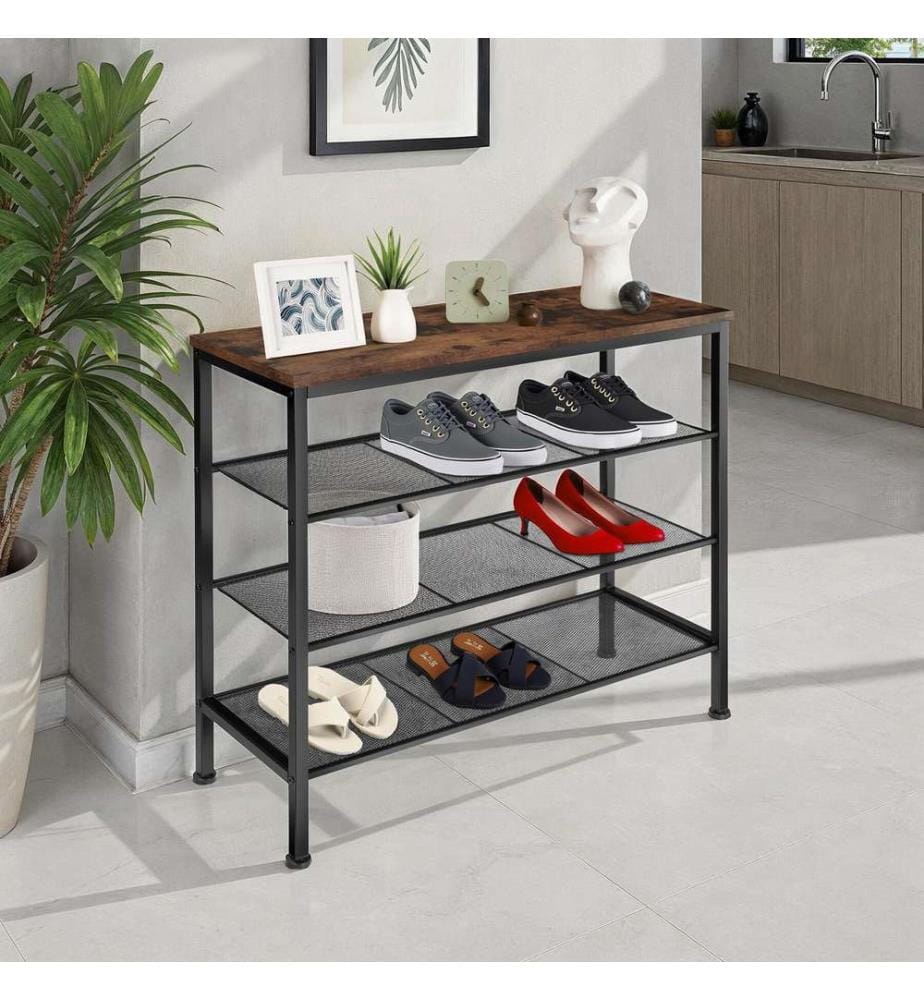 Schuhregal Newport 80,5x30,5x72,5 cm - Industrial Holz dunkel, rustikal