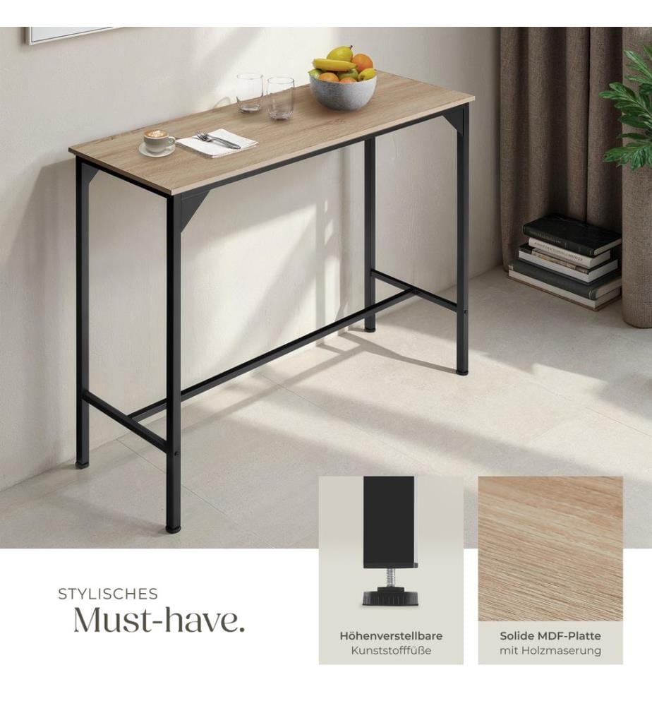 Bartisch Kerry 120x40x100,5 cm - Industrial Holz hell, Eiche Sonoma