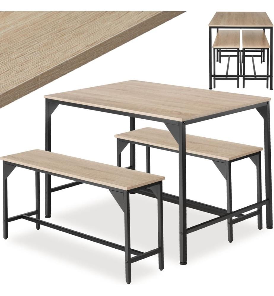 Sitzgruppe Bolton 2 1 - Industrial Holz hell, Eiche Sonoma
