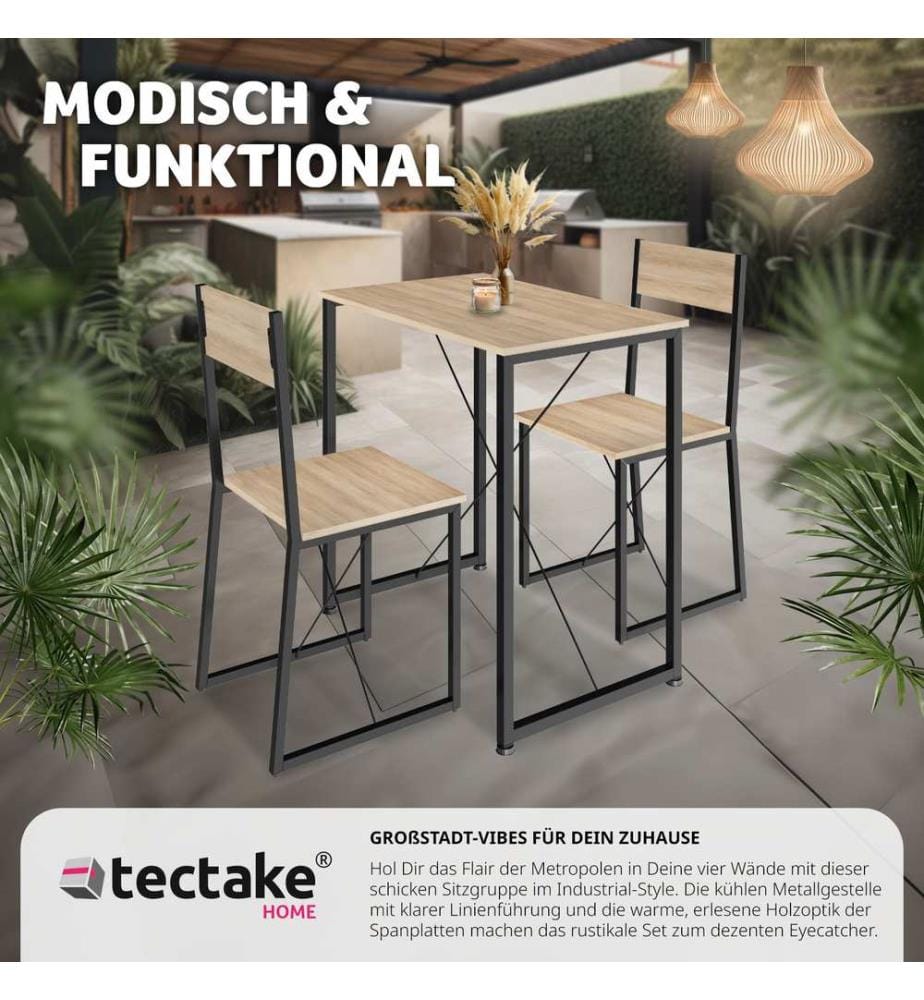 Sitzgruppe Margate - Industrial Holz hell, Eiche Sonoma