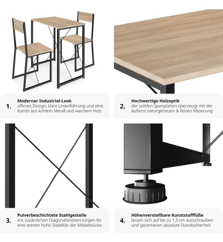 Sitzgruppe Margate - Industrial Holz hell, Eiche Sonoma