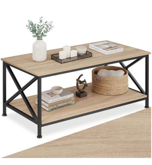 Table basse PITTSBURGH 100x55x45,5 cm - Bois clair industriel, Chêne Sonoma