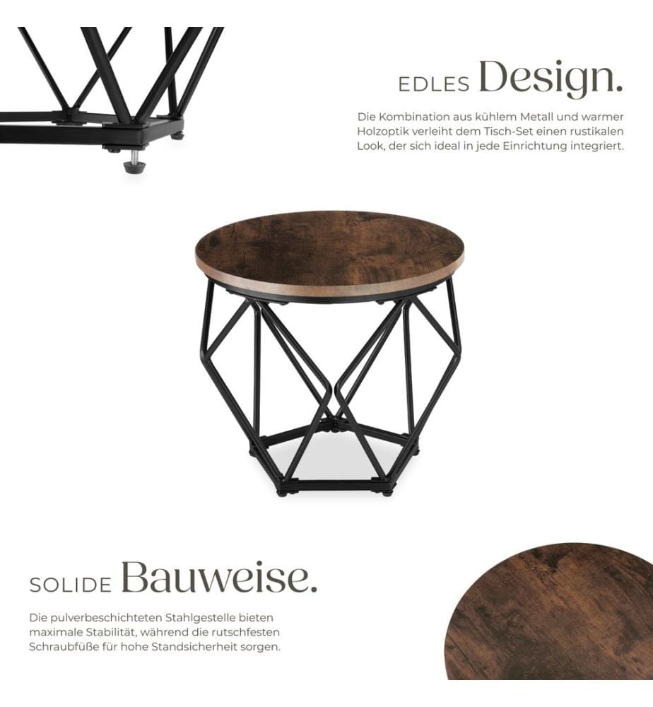 2 Couchtische Benham - Industrial Holz dunkel, rustikal