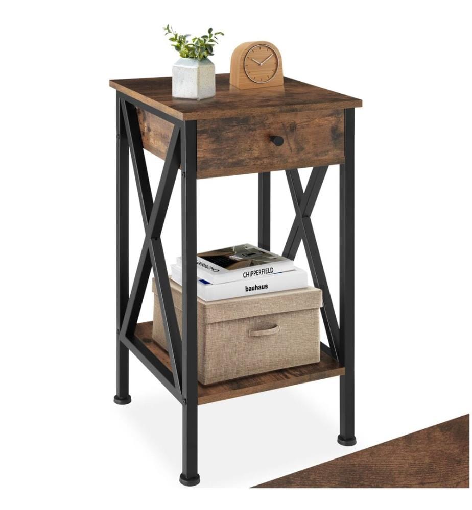 Beistelltisch Dayton 35x35x70,5 cm - Industrial Holz dunkel, rustikal