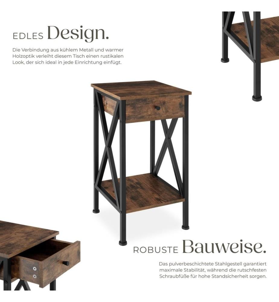 Beistelltisch Dayton 35x35x70,5 cm - Industrial Holz dunkel, rustikal