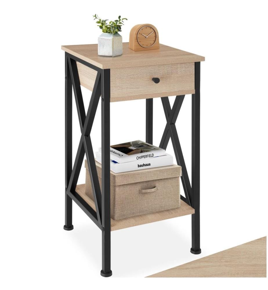 Beistelltisch Dayton 35x35x70,5 cm - Industrial Holz hell, Eiche Sonoma