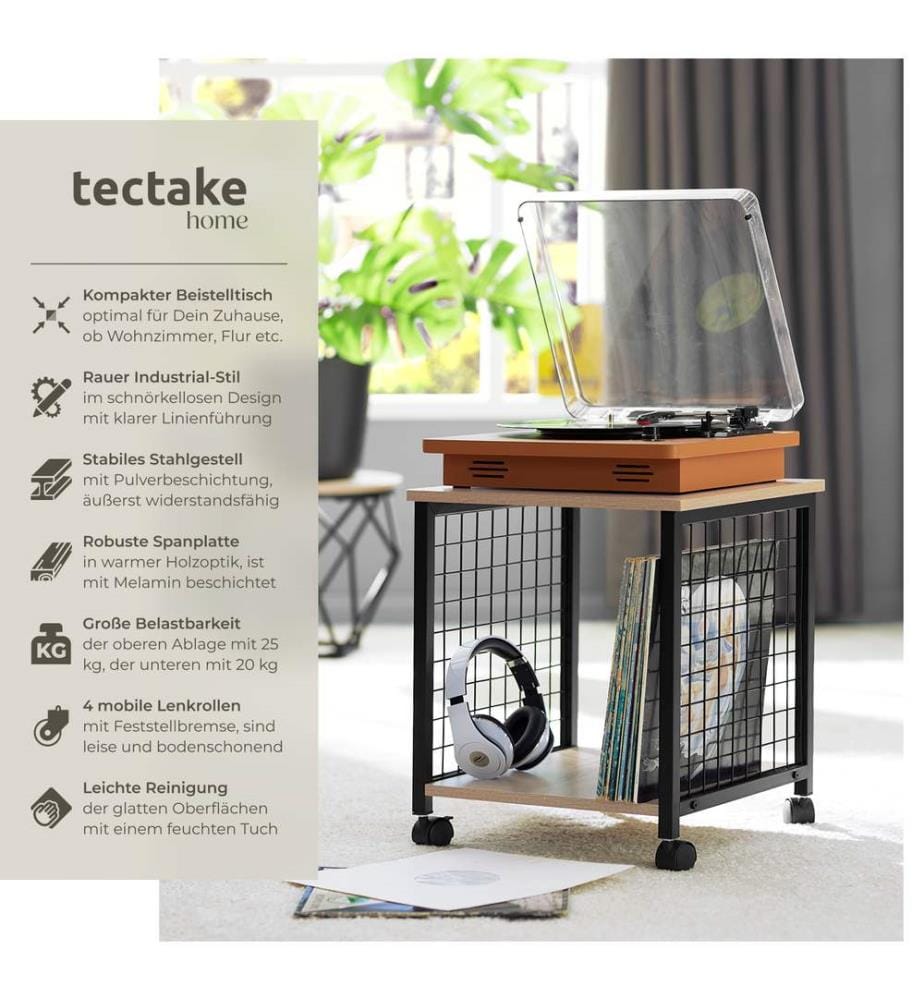 Table d'appoint Gary 40x40x48 cm - Bois clair industriel, Chêne Sonoma