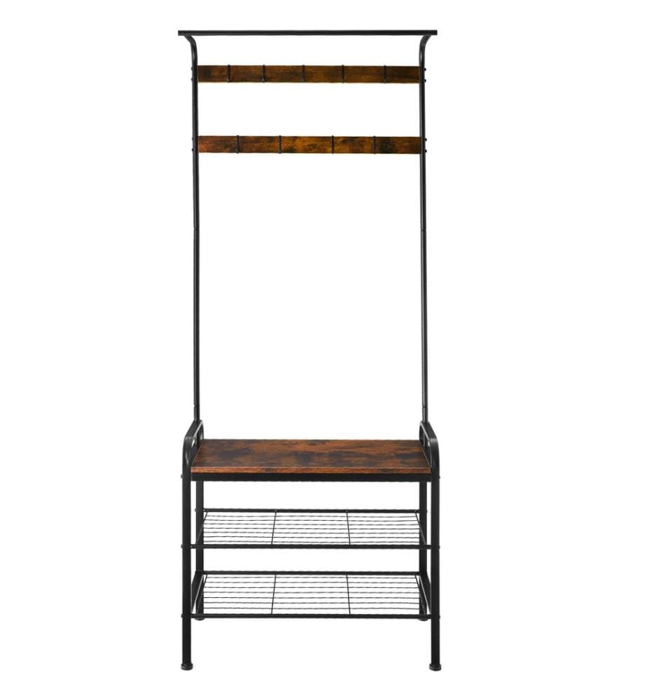 Garderobe - 73,5x36x184 cm, Industrial Holz dunkel, rustikal