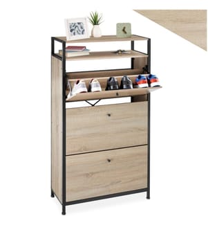 Étagère à chaussures - Bois clair industriel, Chêne Sonoma, 61 cm