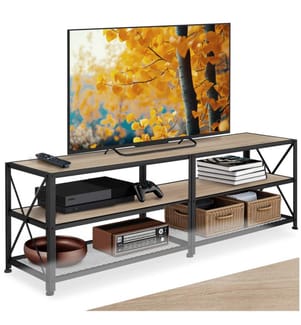 Meuble bas - 161 cm, Bois clair industriel, Chêne Sonoma