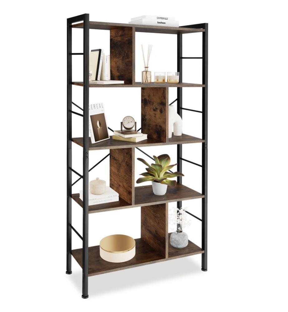 Regal Charleston 75,5x30x155 cm - Industrial Holz dunkel, rustikal