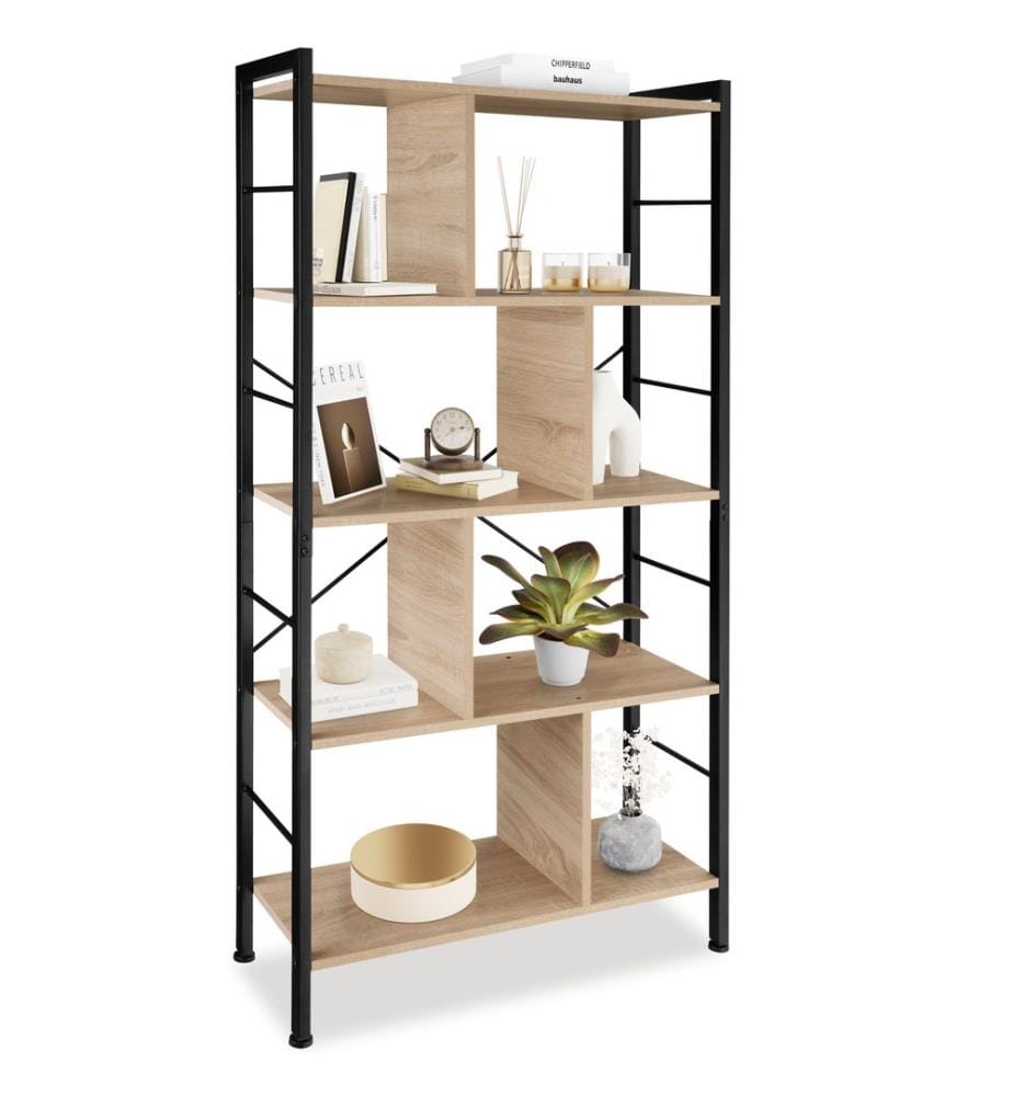 Regal Charleston 75,5x30x155 cm - Industrial Holz hell, Eiche Sonoma
