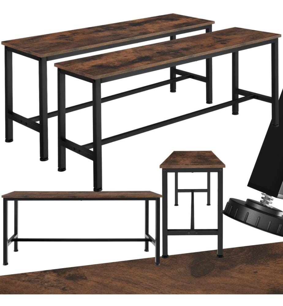 2 Sitzbänke Fairfield - Industrial Holz dunkel, rustikal