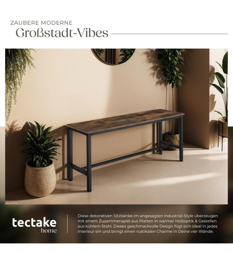 2 Sitzbänke Fairfield - Industrial Holz dunkel, rustikal