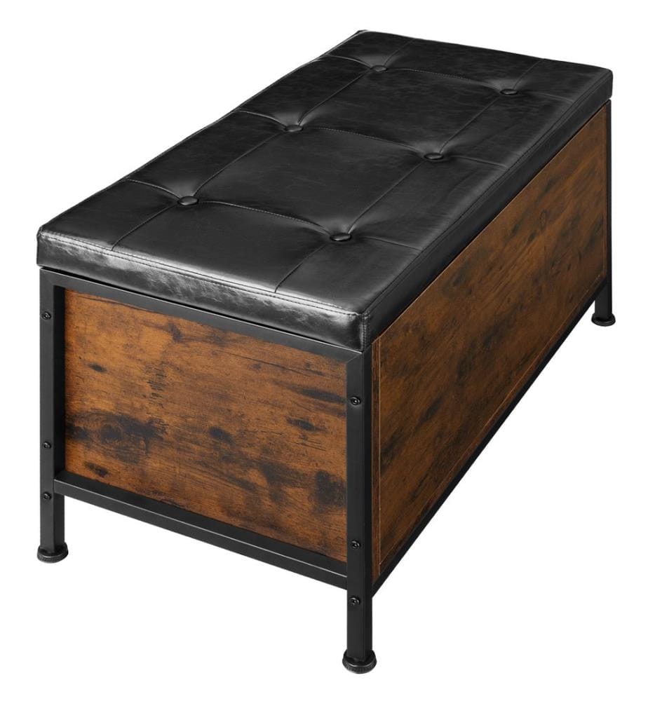 Gepolsterte Sitztruhe Calico 81,5x41,5x50,5 cm - Industrial Holz dunkel, rustikal