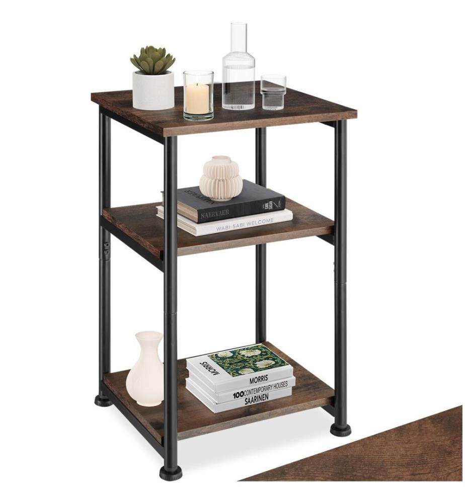 Table d'appoint Memphis 34x30x59 cm - Bois foncé industriel, rustique