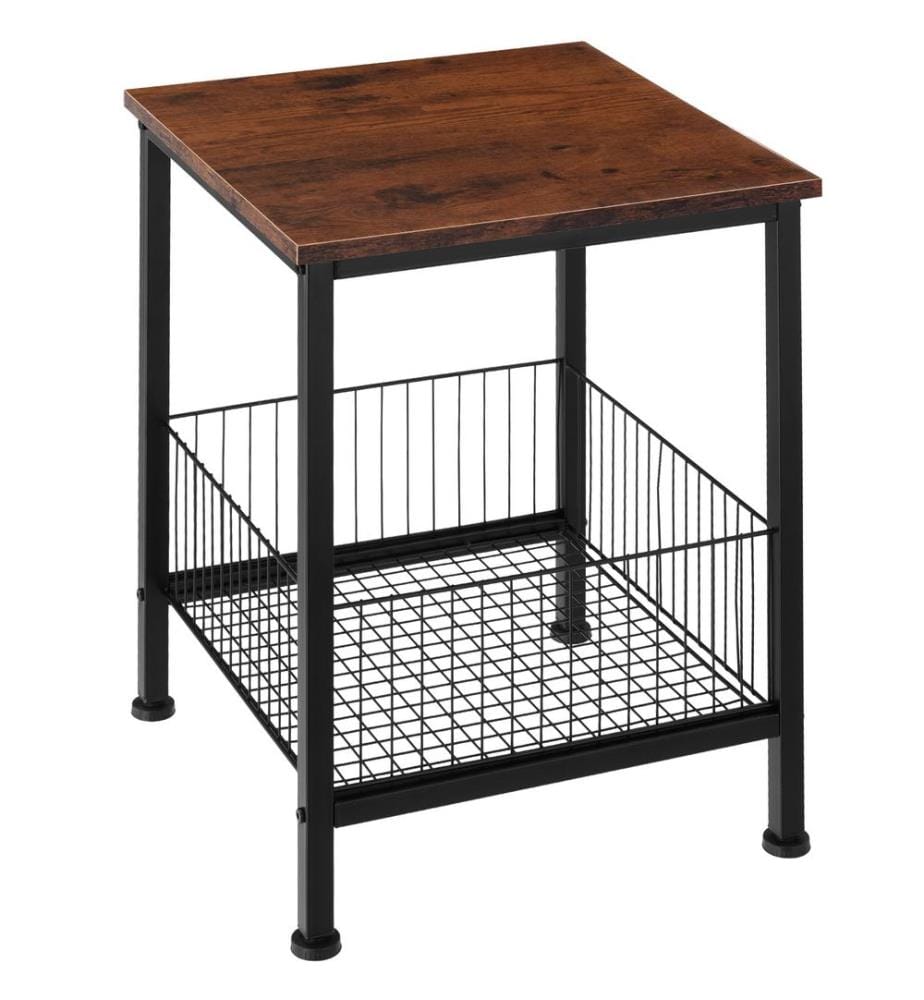 Beistelltisch Grimsby 40x40x55,5 cm - Industrial Holz dunkel, rustikal