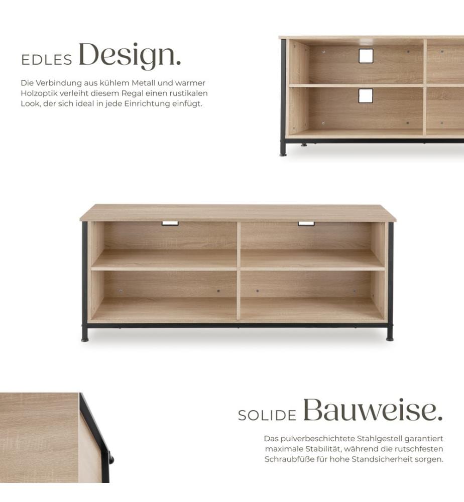 Sideboard Navan 147x41x60,5 cm - Industrial Holz hell, Eiche Sonoma