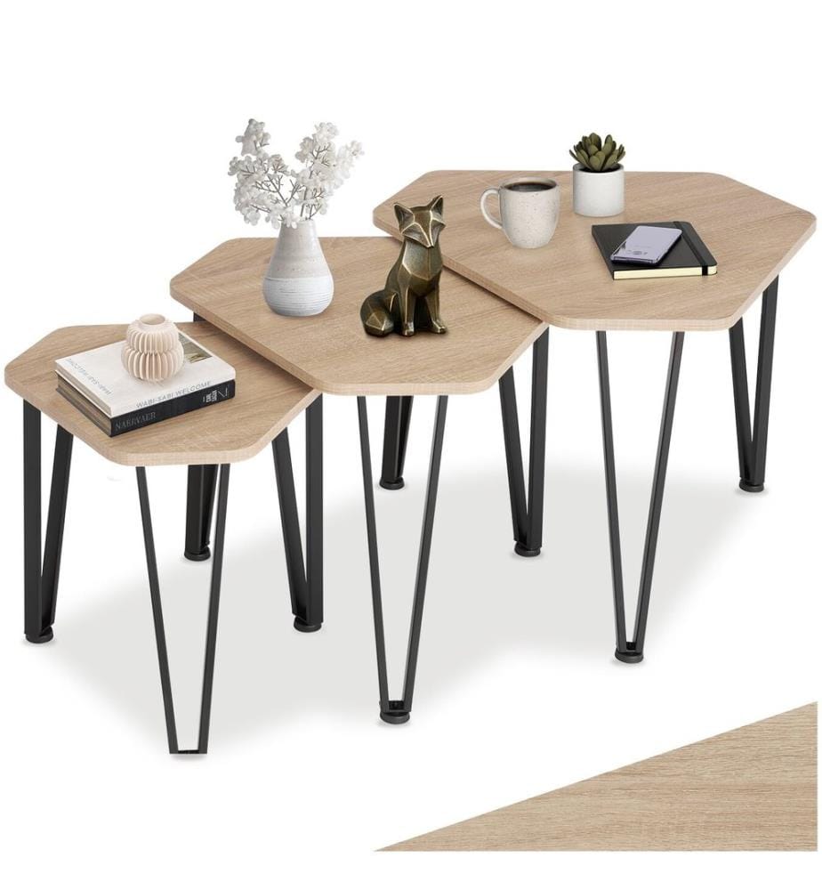 Beistelltisch-Set Torquay - Industrial Holz hell, Eiche Sonoma