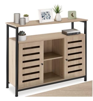 Sideboard Warrington 100x37x82 cm - Industrial Holz hell, Eiche Sonoma