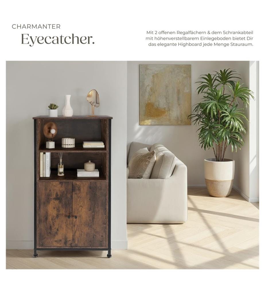 Credenza Doncaster - Legno industriale scuro, rustico