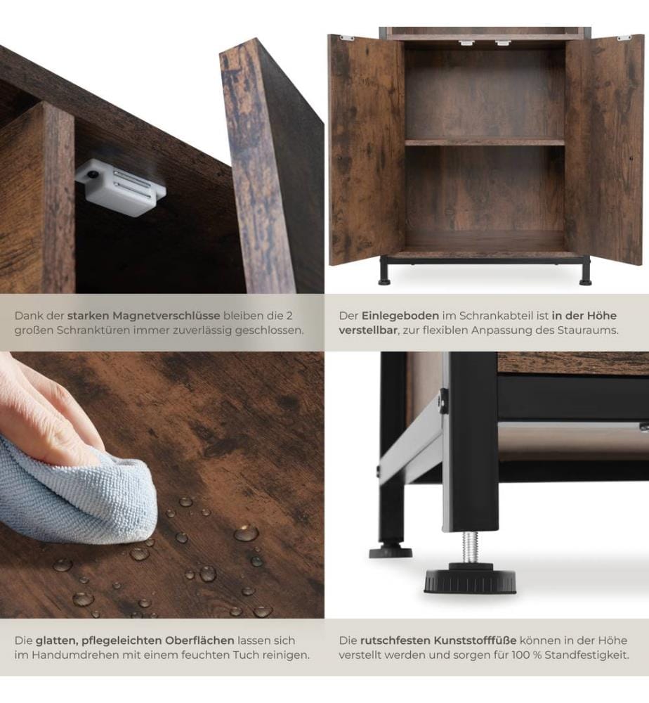 Credenza Doncaster - Legno industriale scuro, rustico