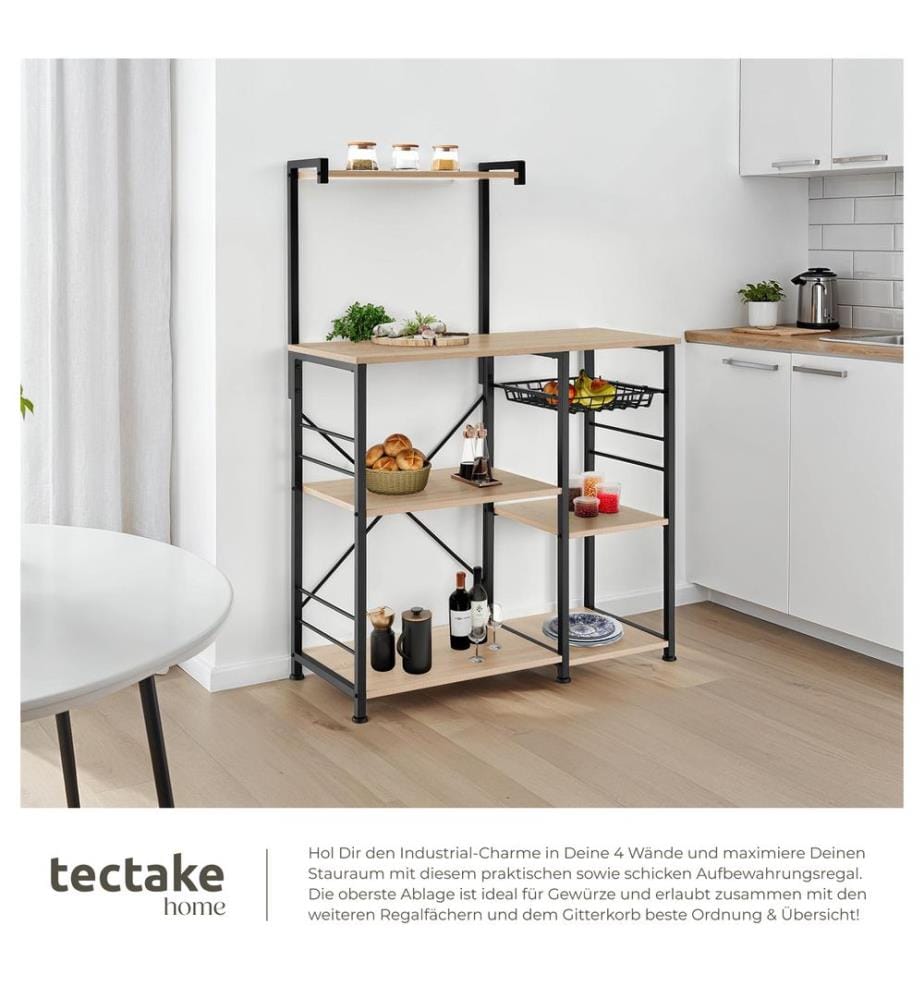 Küchenregal Crawley 90x40x131,5 cm - Industrial Holz hell, Eiche Sonoma
