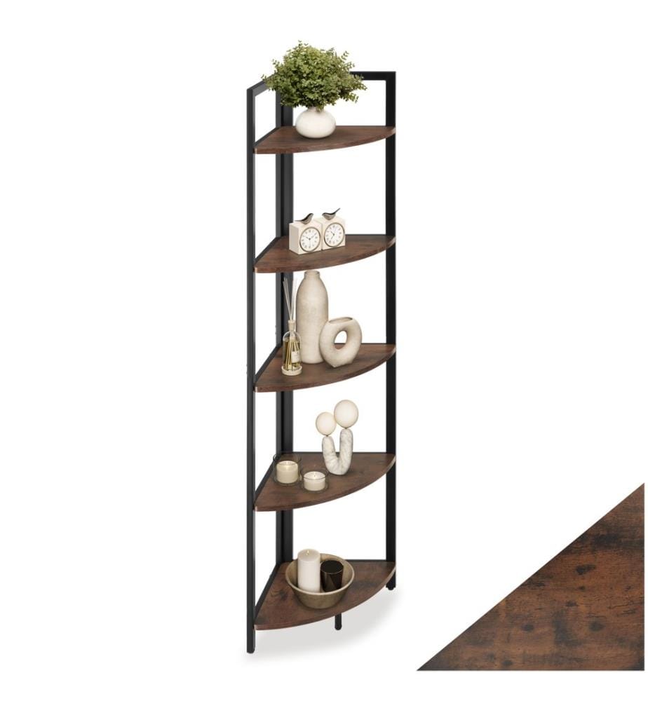 Eckregal Castlebar 30x30x150 cm - Industrial Holz dunkel, rustikal