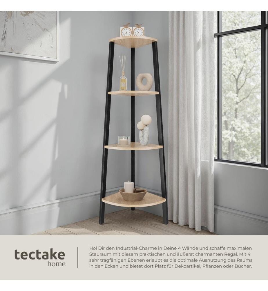 Eckregal Newbridge 34x34x125 cm - Industrial Holz hell, Eiche Sonoma