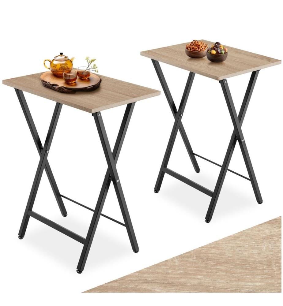 2er Set Beistelltische Phoenix klappbar - Industrial Holz hell, Eiche Sonoma