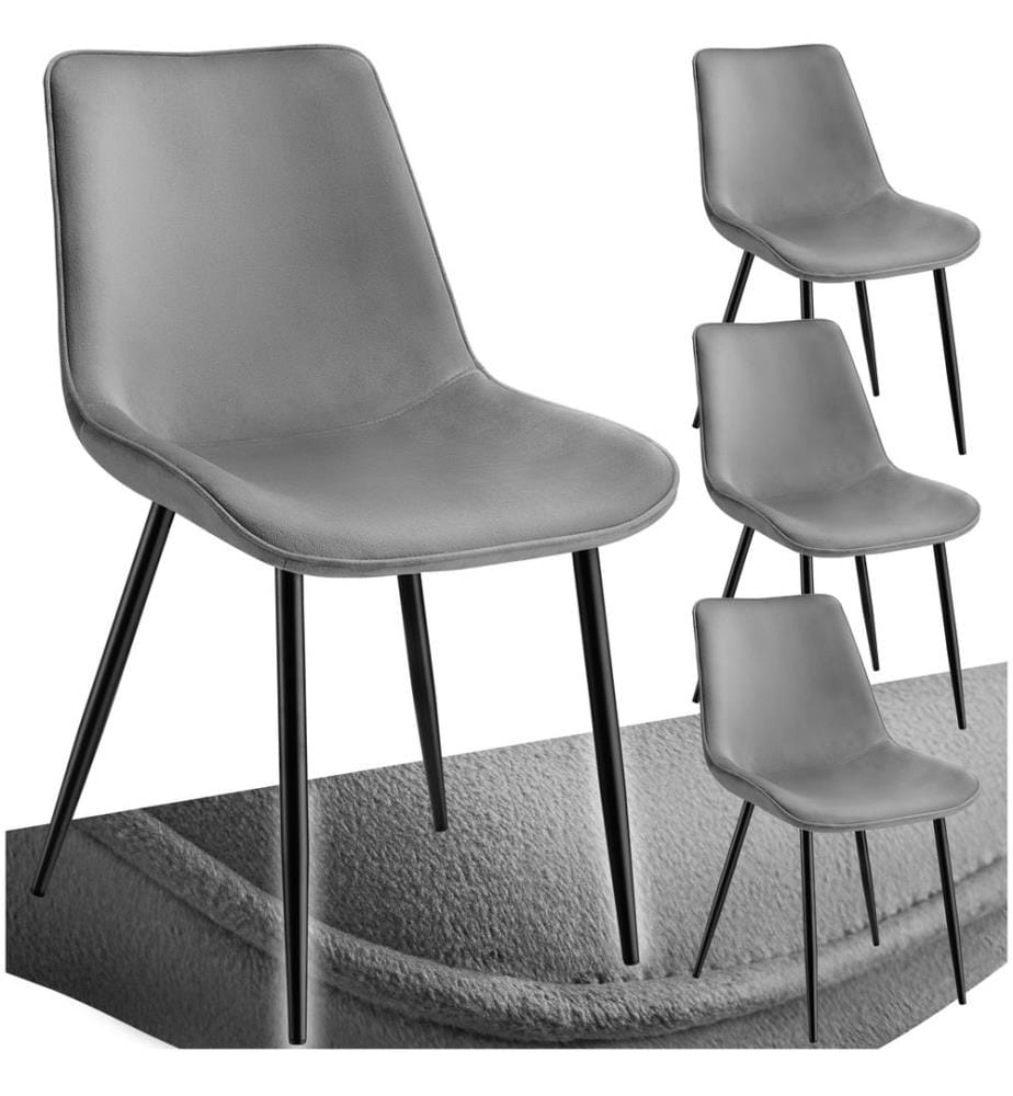 Set Stuhl Monroe Samtoptik - grau, 4er Set