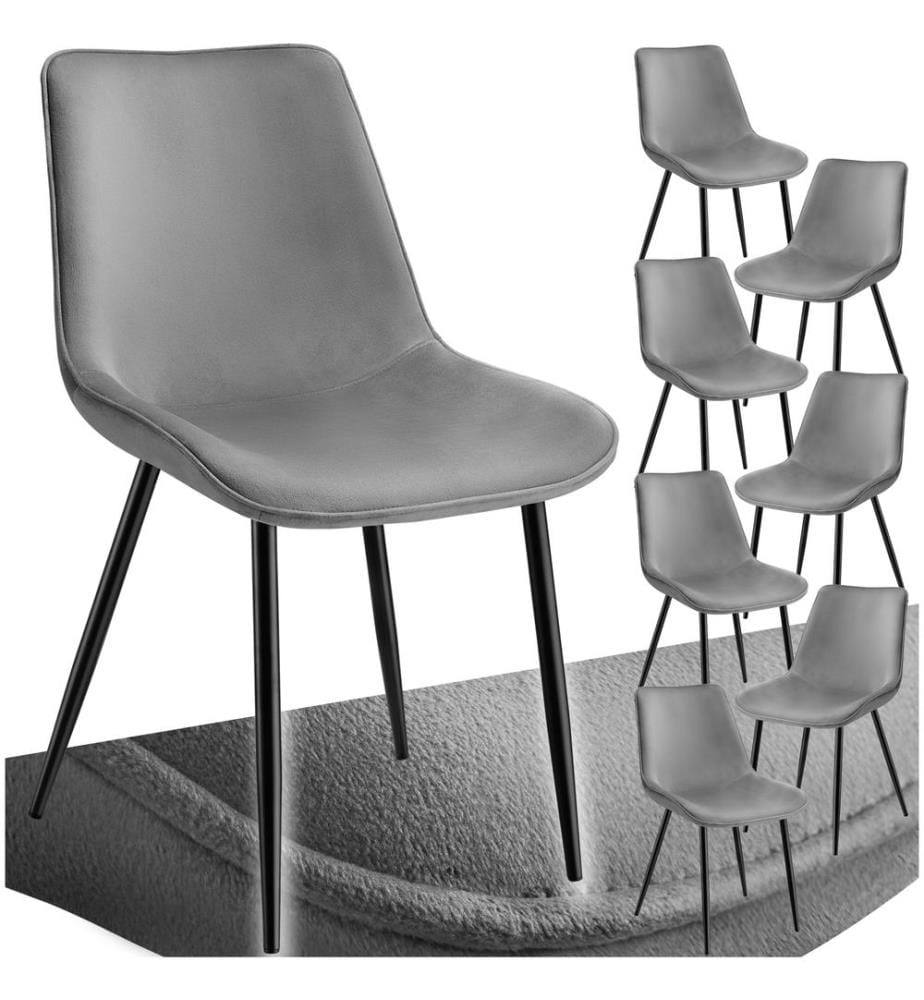 Set Stuhl Monroe Samtoptik - grau, 8er Set