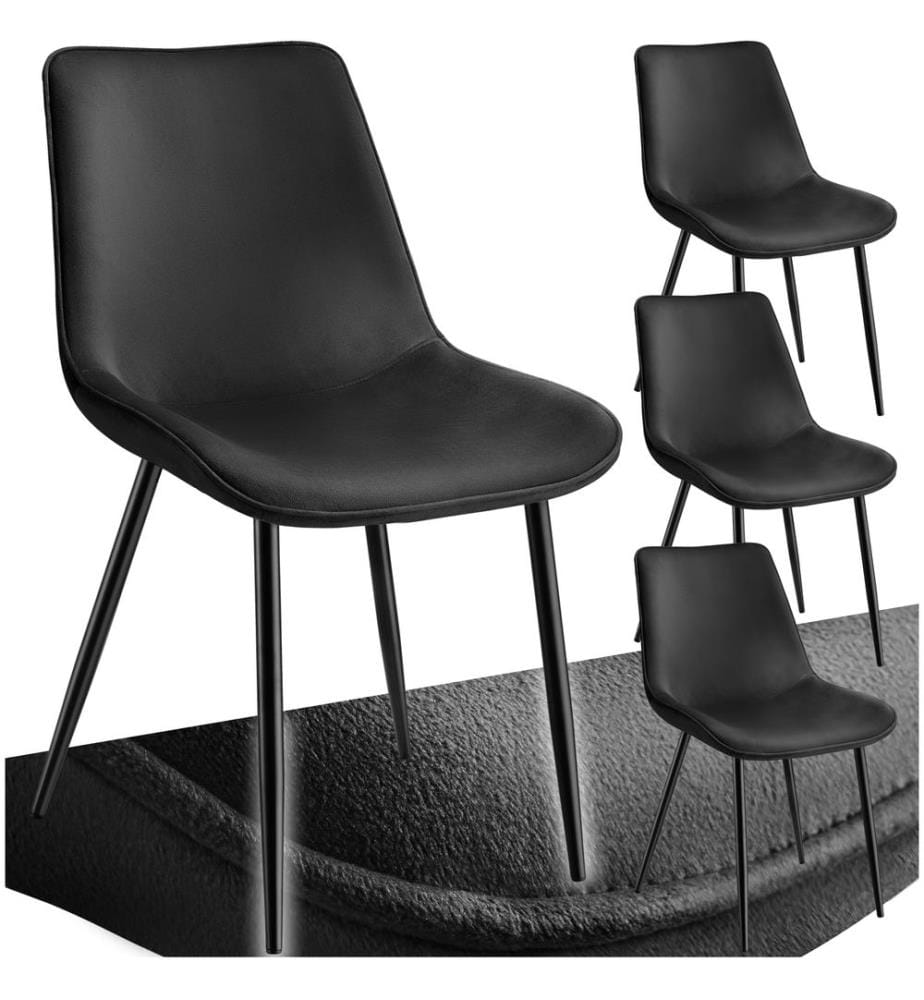 Set Stuhl Monroe Samtoptik - schwarz, 4er Set