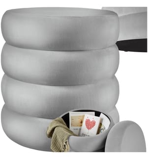 Tabouret ALTU rembourré avec rangement - Aspect velours gris