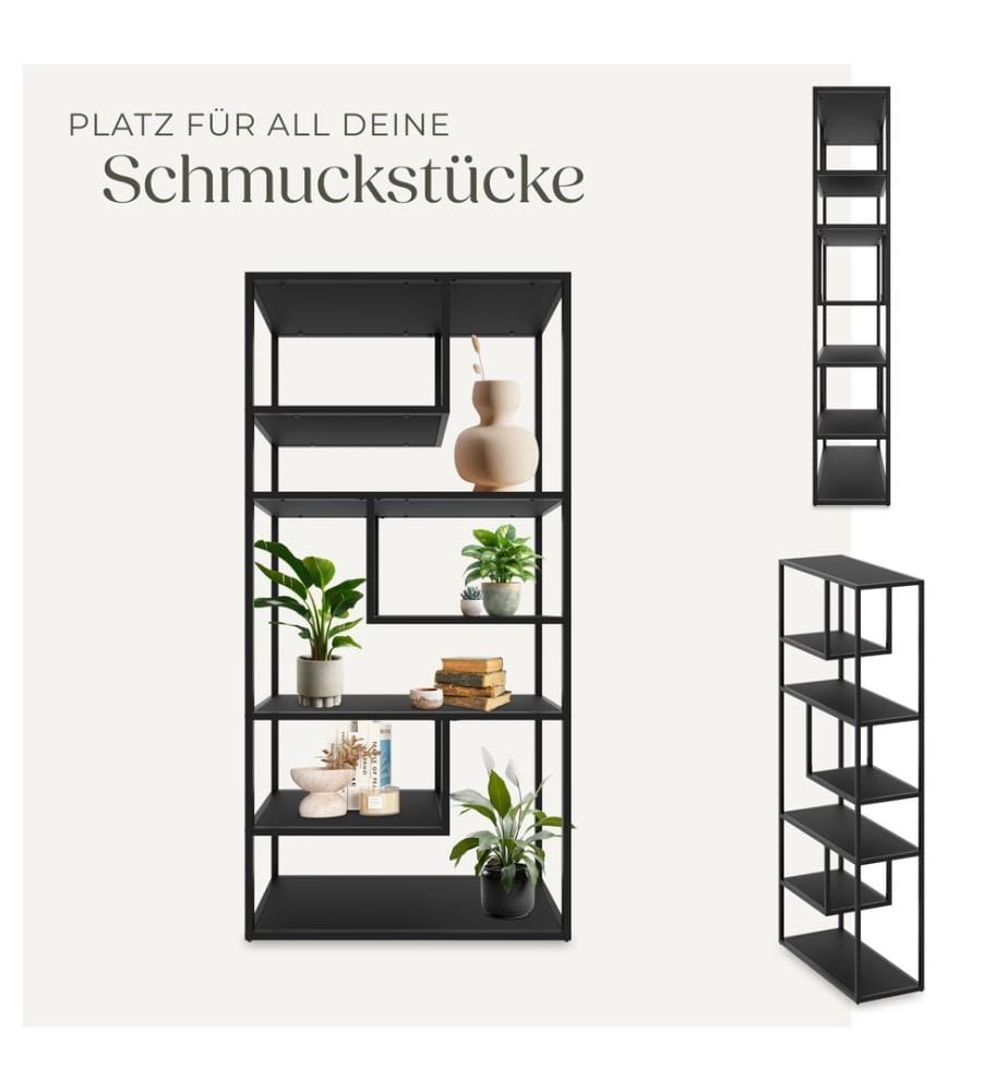 Shelving Unit Venda - with 6 compartments - black
