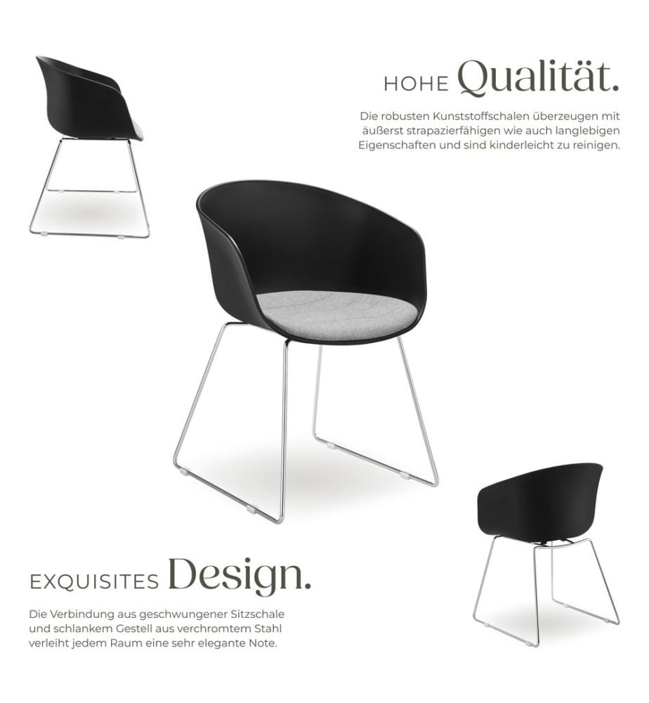 Fauteuils avec accoudoirs en plastique LOGART rembourrés - Lot de 6