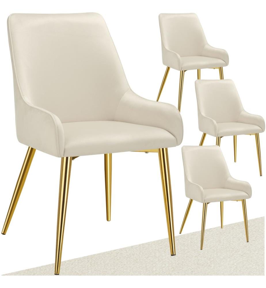 Polsterstuhl Avane, Samtoptik, Belastbarkeit 120 kg - beige, 4er Set