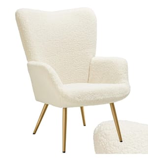 Sessel Hygge gepolstert, ergonomisch, Belastbarkeit 150 kg - ohne Hocker, Bouclé cremegold