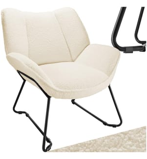 Sessel Kjeld Bouclé, gepolstert, 120kg belastbar - creme-weiss