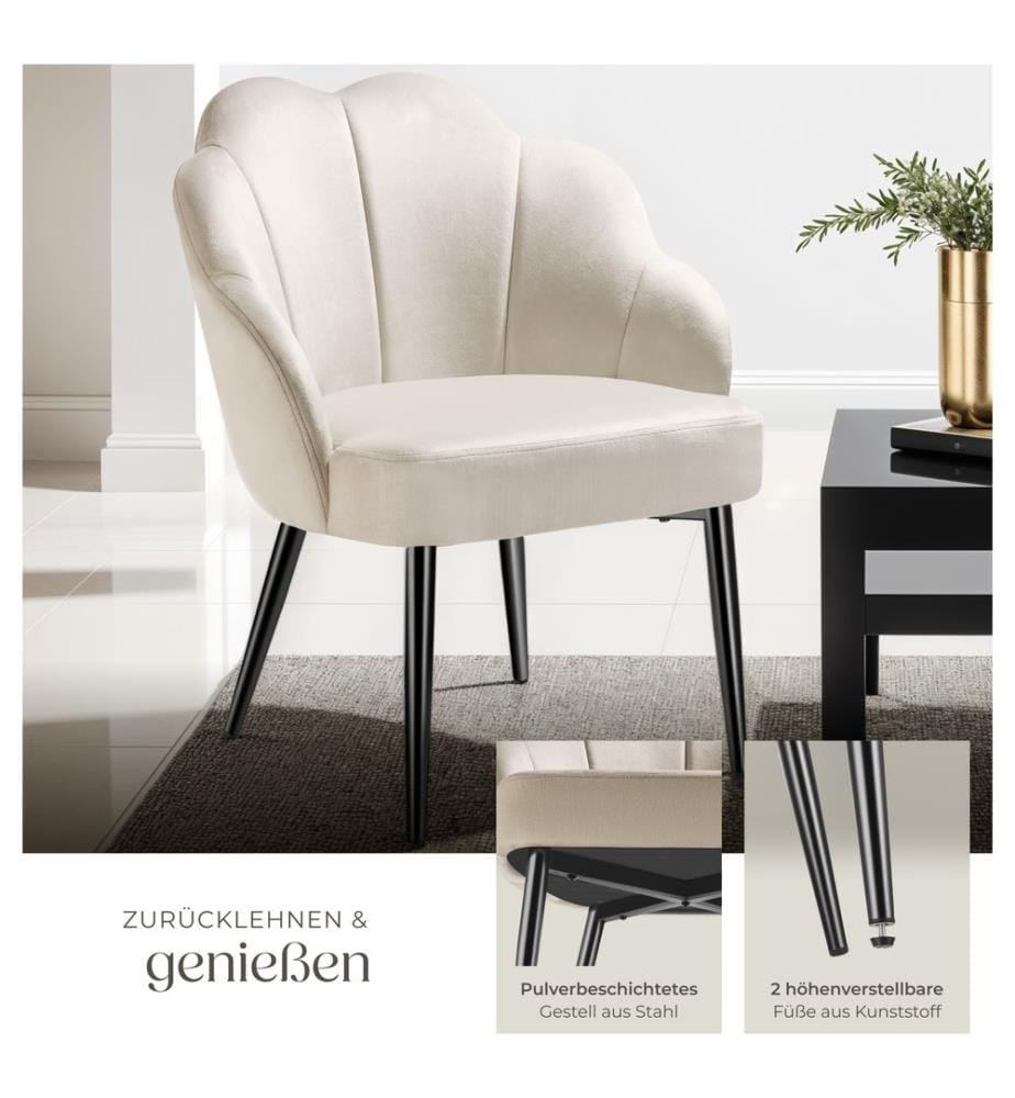 Cocktailsessel Hellen, gepolstert mit Samtbezug - cremeschwarz, pro Stück