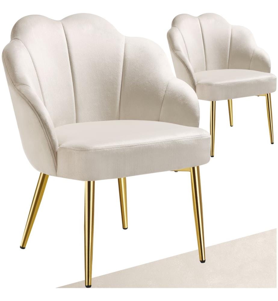 Cocktailsessel Hellen, gepolstert mit Samtbezug - cremegold, 2er Set