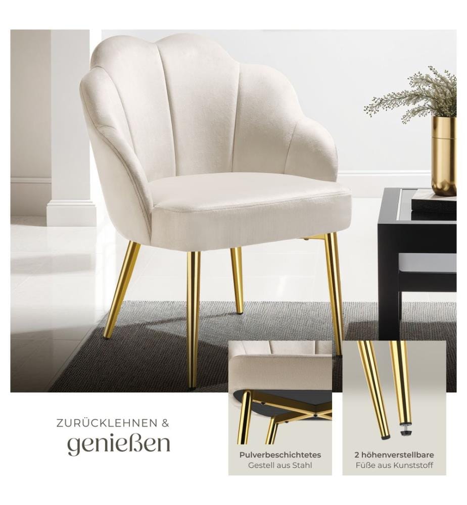 Cocktailsessel Hellen, gepolstert mit Samtbezug - cremegold, 6er Set