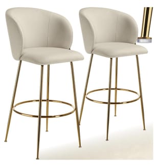 Barstuhl Luana, mit Rückenlehne, Samtoptik - cremegold, 2er Set