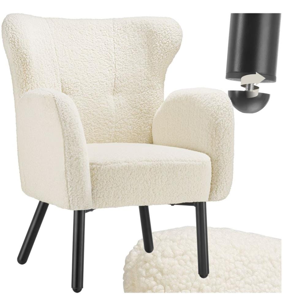Sessel Vänersborg, dick gepolstert, mit Bouclé-Bezug - creme