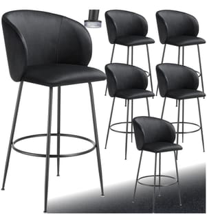 Barstuhl Luana, mit Rückenlehne, Samtoptik - schwarzschwarz, 6er Set