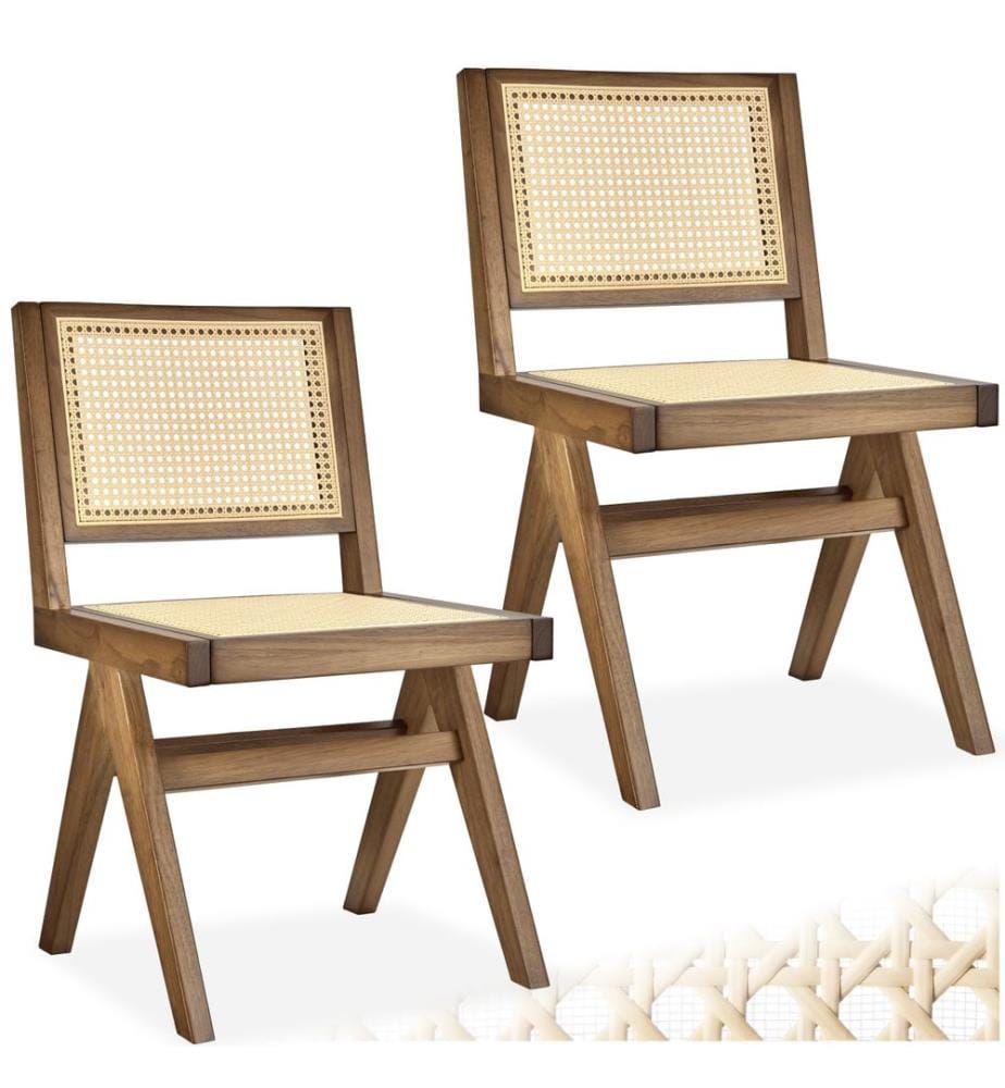 Holzstuhl Lissy mit Wiener Geflecht im Boho-Stil - Eiche hell, 2er Set