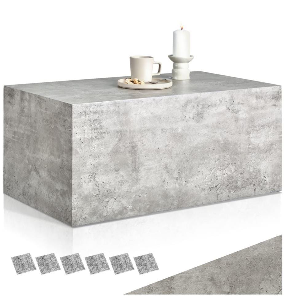 Table basse LASLEY - Aspect béton, 90 x 50 x 40 cm